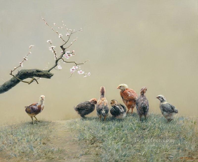 peach garden chicken 2 Oil Paintings